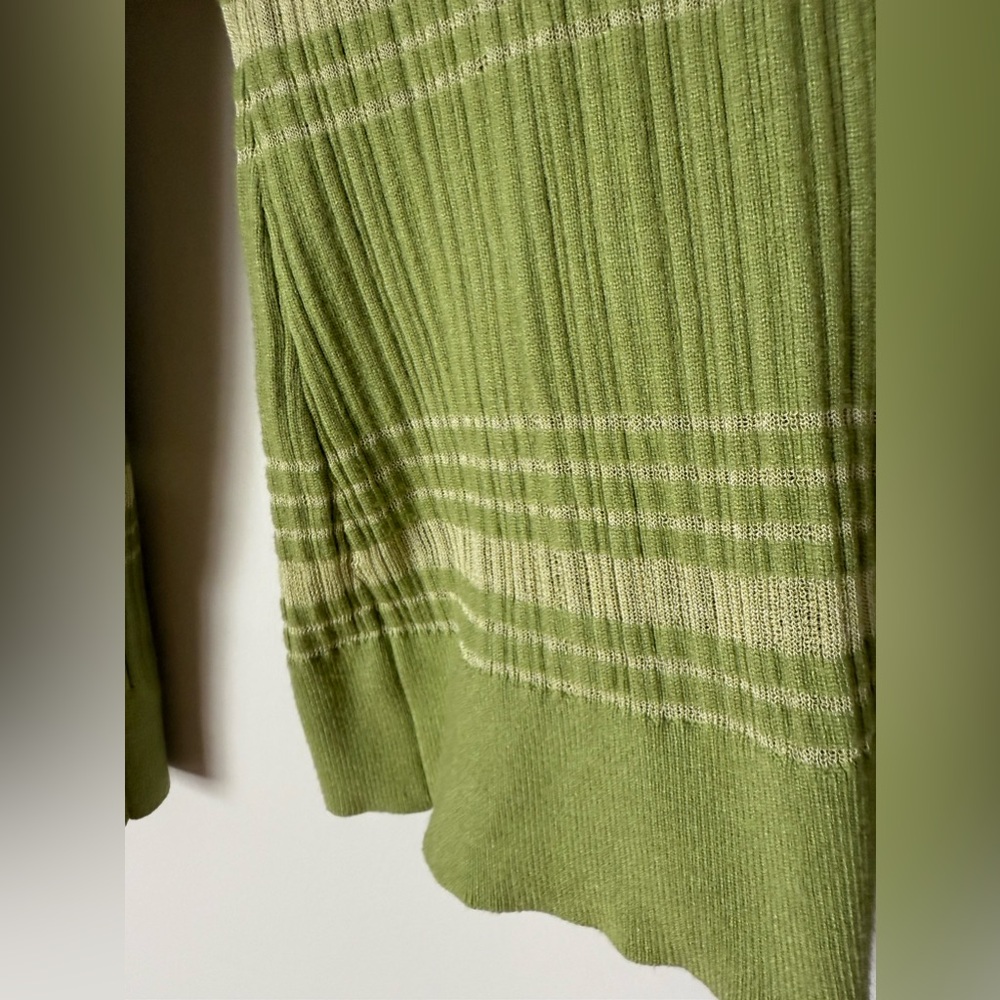 Lush Ribbed Striped Collared Button Up Cardigan in Fern - Picture 10 of 15